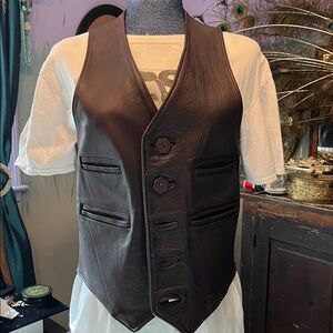 Vintage Men’s brown Leather Vest Size 34” Chest